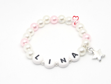 Babyarmband Stern rosa creme
