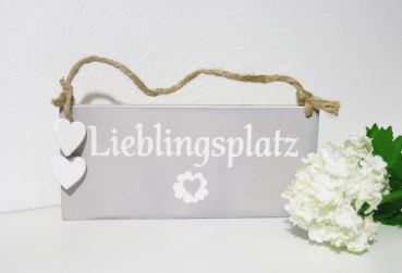 Holzschild Lieblingsplatz grau