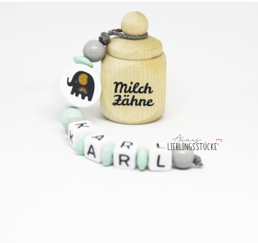 Milchzahndose Retro Elefant mit Namen
