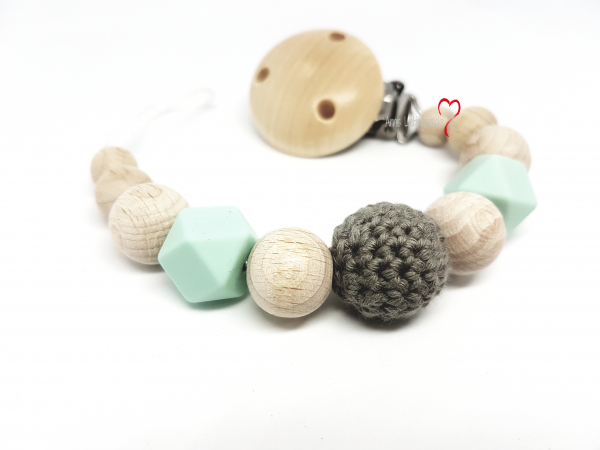 Schnullerkette Naturholz Hexagon mint Schnullerkette Naturholz Hexagon mint