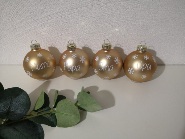 Weihnachtskugel mit Wunschnamen Gold matt