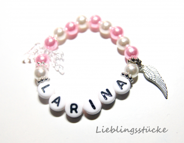 Babyarmband Engel rosa mit Flügel