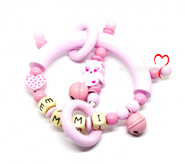 Greifring Eule rosa