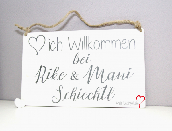 Holzschild ♡lich Willkommen