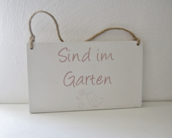 Wende Holzschild Herzlich Willkommen/Bin im Garten